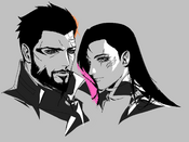 Fanart of Adam Jensen with Heartspowl's OC Iris
