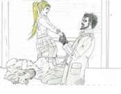 Cool daddy. I'm writing a fanfic. (I love to write stories and draw pictures. It relaxes me). I decided to write a scene from it. Just to set the mood. Jessica (Jess) and Adam. Meeting when he returned from another difficult mission!