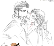 Fanart of Adam Jensen with Heartspowl's OC Iris