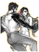 Fanart of Adam Jensen with Heartspowl's OC Iris