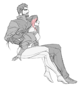 Fanart of Adam Jensen with Heartspowl's OC Iris