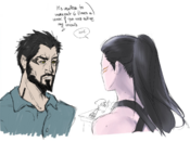 Fanart of Adam Jensen with Heartspowl's OC Iris