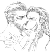 Fanart of Adam Jensen with Heartspowl's OC Iris
