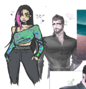 Fanart of Adam Jensen with Heartspowl's OC Iris